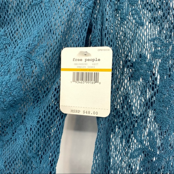 Free People Emerald Empire Jewel Lace Knit Stretchy Long Sleeve Crew Top - Picture 6 of 8